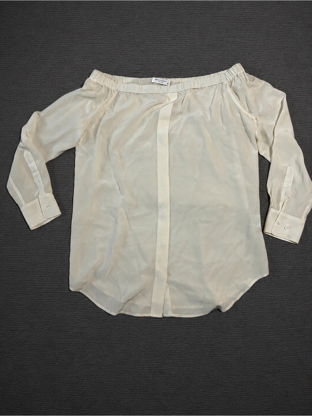 Equipment Cream Off-Shoulder Silk Blouse